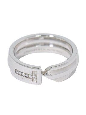 Tiffany & Co T Diamond WG Ring White Gold Modern Key Second